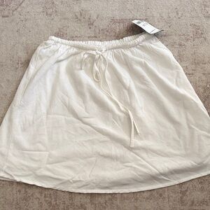White drawstring mini skirt